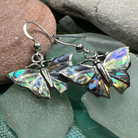 Celtic Crystal Design Jewelry Josseline Butterfly Dangle Earrings with intricate butterfly and crystal details, silver-tone finish