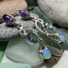 Celtic Crystal Design Jewelry dangle earrings with Mystic Topaz stones, featuring a fairy waterfall design for elegant jewelry style.