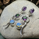 Celtic Crystal Design Jewelry dangle earrings featuring mystic Topaz stones with a fairy waterfall design.