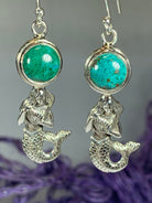Purple Ariel Mermaid Dangle Earrings by Celtic Crystal Design Jewelry, featuring intricate mermaid-themed jewelry design.