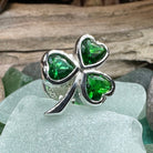 Irish Emerald Shamrock Lapel Pin by Celtic Crystal Design Jewelry, featuring a detailed emerald shamrock for lapel wear.