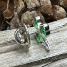 Irish Emerald Shamrock Lapel Pin by Celtic Crystal Design Jewelry, featuring a detailed green shamrock charm on a lapel pin.