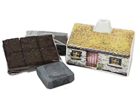 Scottish Cottage Turf Incense Burner by Celtic Crystal Design Jewelry, decorative gift featuring a detailed cottage and turf design.