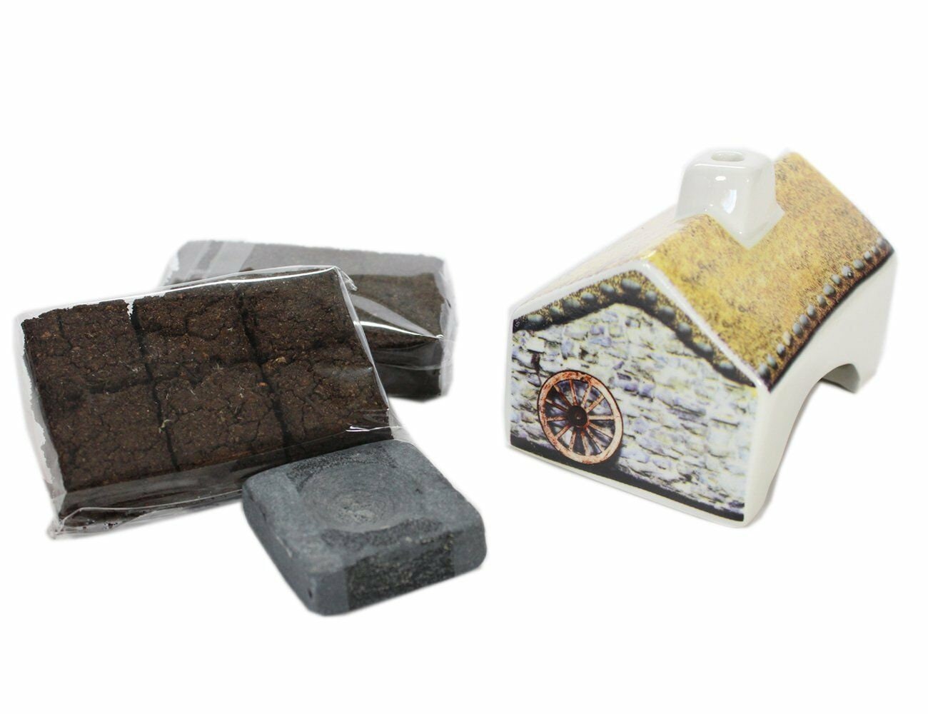 Scottish Cottage Turf Incense Burner by Celtic Crystal Design Jewelry, decorative ceramic gift for home fragrance.