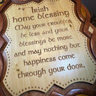 Wooden Irish home blessing wall plaque by Celtic Crystal Design Jewelry, featuring traditional Irish design and heartfelt message.