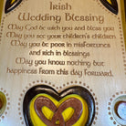 Wooden Irish Wedding Blessing wall plaque from Celtic Crystal Design Jewelry, featuring engraved Irish blessing and Celtic motifs.