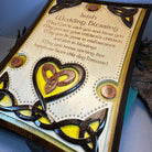 Wooden Irish Wedding Blessing wall plaque with Celtic design, featuring engraved Gaelic text, suitable as a wedding gift.