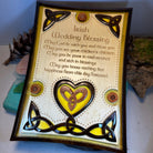 Wooden Irish Wedding Blessing wall plaque by Celtic Crystal Design Jewelry, featuring engraved Celtic knot design and heartfelt blessing.
