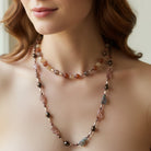 Copper Autumn Cat long necklet by Celtic Crystal Design Jewelry, featuring a detailed autumn-themed cat pendant.