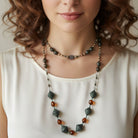 Duneflower Mist long necklace by Celtic Crystal Design Jewelry featuring a delicate, elegant necklet with crystal accents.