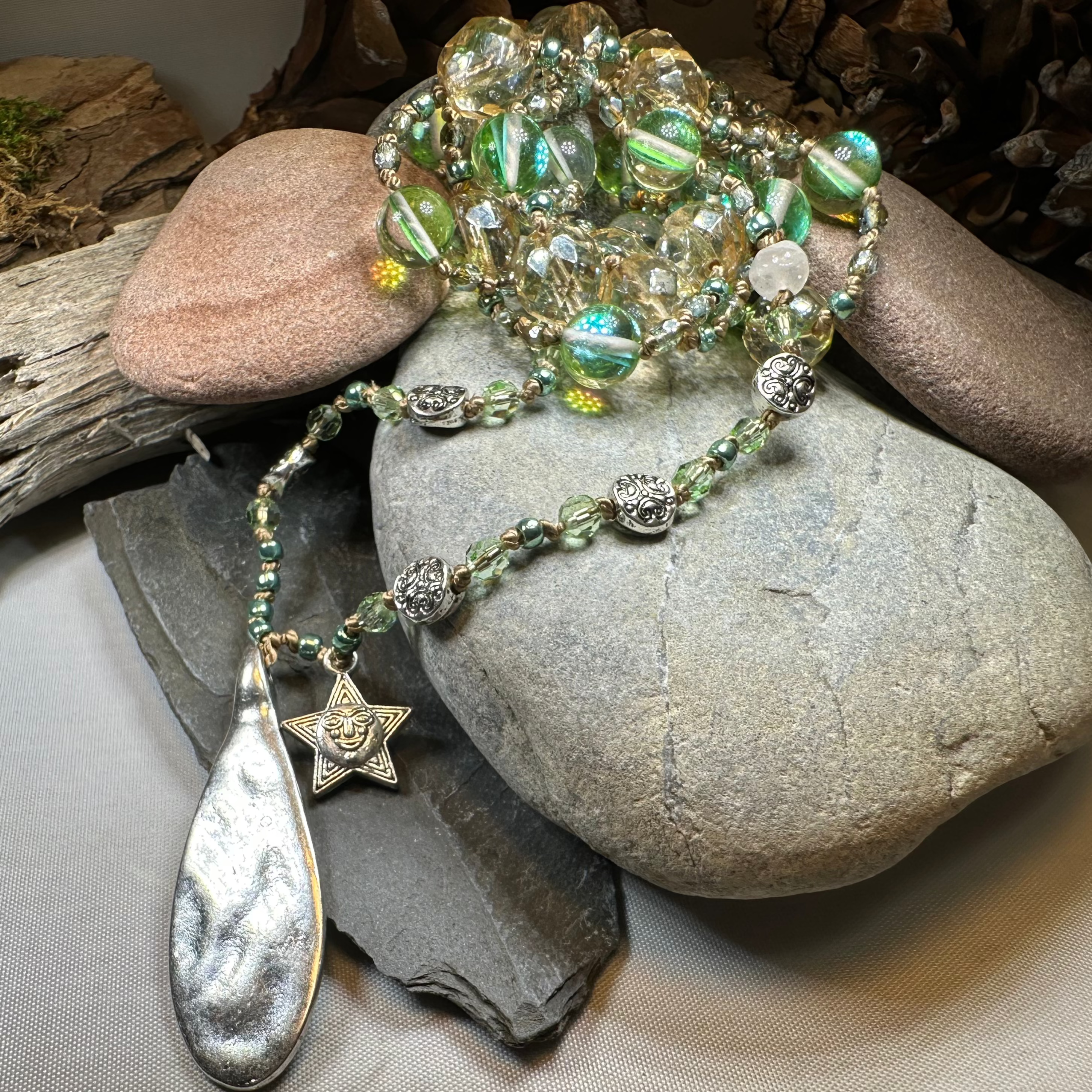 Elven Watersprite Seastar Necklet by Celtic Crystal Design Jewelry featuring a detailed sea star pendant on a delicate chain.