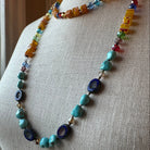 Celtic Crystal Design Jewelry Tropical Carnival long necklace featuring vibrant beads and intricate Celtic-inspired pendant.