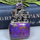 Celtic Crystal Design Jewelry dragon turquoise pendant necklace with blue citrine details, showcasing intricate Celtic patterns.