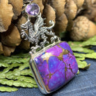 Celtic Crystal Design Jewelry dragon turquoise pendant necklace with blue citrine, featuring intricate Celtic patterns.