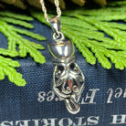Celtic Cat Pendant Necklace by Celtic Crystal Design Jewelry, featuring intricate Celtic knot and cat motif in silver finish.