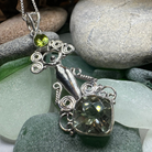 Celtic Crystal Design Jewelry Rising Goddess Necklace pendant with oval citrine gemstone, intricate Celtic-inspired design.