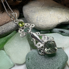 Celtic Crystal Design Jewelry Rising Goddess Necklace pendant with an oval citrine gemstone, elegant and handcrafted jewelry piece.