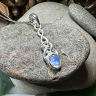 Dublin Celtic Knot Necklace pendant by Celtic Crystal Design Jewelry featuring intricate Celtic knot pattern on silver-tone jewelry.