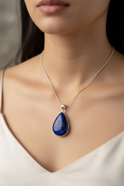 Celtic Crystal Design Jewelry Galaxy Blue Labradorite pendant necklace featuring an 18-inch extra-large gemstone.