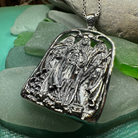 Celtic Crystal Design Jewelry Hecate Triple Goddess Necklace pendant with intricate Celtic and goddess motifs.