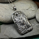 Celtic Crystal Design Jewelry Hecate Triple Goddess Necklace pendant with intricate Celtic symbols and gemstone accents.
