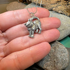 Celtic Crystal Design Jewelry Josie Cat pendant necklace featuring a detailed cat-shaped charm on a silver chain.