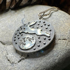 Celtic Crystal Design Jewelry Moonjumper Rabbit pendant necklace featuring a detailed silver rabbit charm.