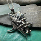 Celtic Crystal Design Fairy Necklace with Toadstool pendant, featuring intricate detailing and enchanting woodland theme.