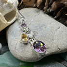 Seamist Seahorse Pendant Necklace by Celtic Crystal Design Jewelry featuring topaz and amethyst gemstones on a delicate chain.