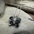 Celtic Crystal Design Jewelry Mystic Topaz butterfly pendant necklace featuring a sparkling topaz gemstone and intricate metalwork.