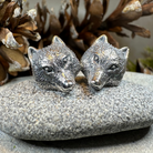 Forest Song Wolf Post Earrings by Celtic Crystal Design Jewelry, detailed silver-tone wolf design on elegant earring posts