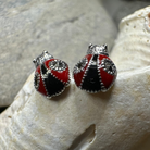 Celtic Crystal Design Jewelry Lucky Ladybug Post Earrings featuring detailed ladybug charms in a natural jewelry setting