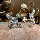 Springtide Saint Brigid's Cross Celtic post earrings with intricate design, crafted by Celtic Crystal Design Jewelry.