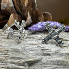 Springtide Saint Brigid's Cross Celtic post earrings by Celtic Crystal Design Jewelry, featuring detailed Celtic cross designs.