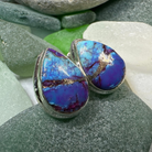 Classic copper turquoise post earrings with teardrop pink accents from Celtic Crystal Design Jewelry.