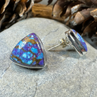 Celtic Crystal Design Jewelry classic copper turquoise post earrings with teardrop pink accents, handcrafted jewelry accessory.