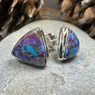 Celtic Crystal Design Jewelry classic copper turquoise post earrings with teardrop pink accents, showcasing intricate Celtic patterns.