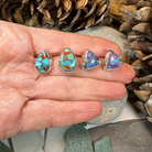 Celtic Crystal Design Jewelry classic copper turquoise teardrop post earrings with intricate patterns and vibrant colors.