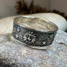 Celtic Crystal Design Jewelry Cosmos Crescent Moon Ring featuring a detailed crescent moon design on a silver band.
