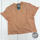 Gray Choose Kindness waist-length crop T-shirt by The Graphic Tee, featuring a graphic design and casual fit.