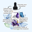 Blue Lotus Ritual Body Oil by Circe Boutique, featuring a clear bottle with blue lotus flower, suitable for hair, face, nails, and body.