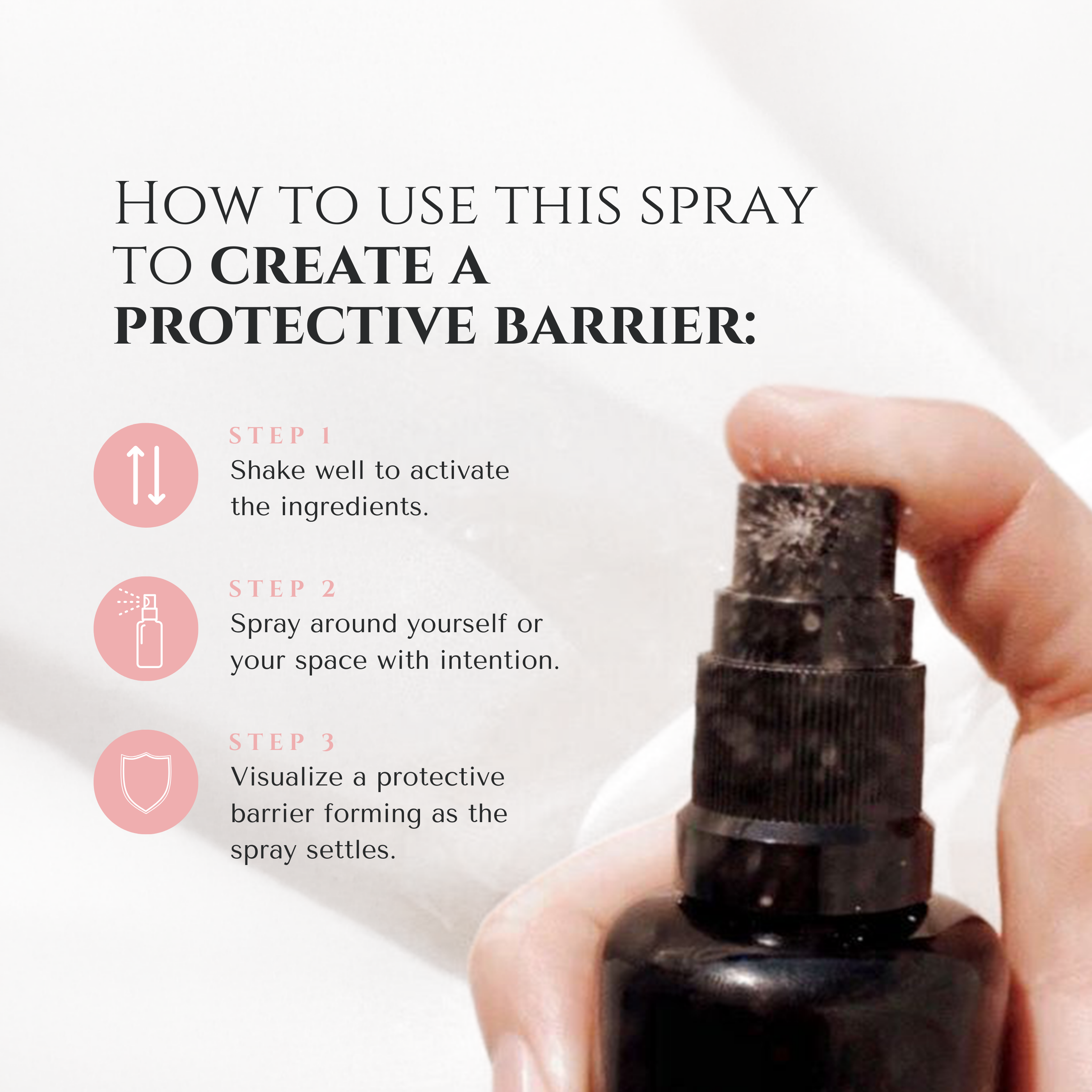 Circe Boutique Fiery Wall of Protection smudge spray bottle, room and body mist with fiery protection symbolism.