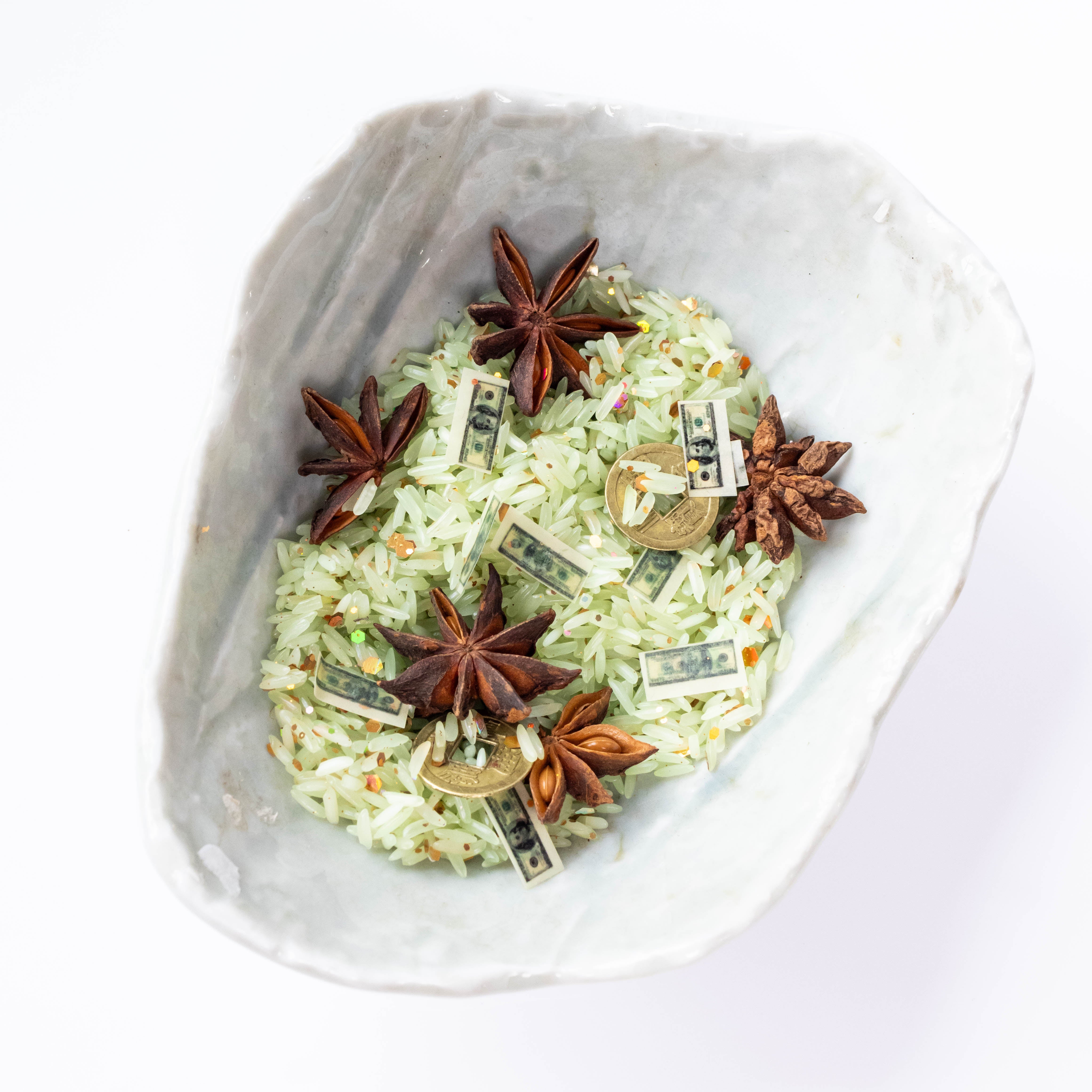 4 oz Prosperity Rice herb from Circe Boutique used in money altar and mojo bag for attracting wealth and abundance.