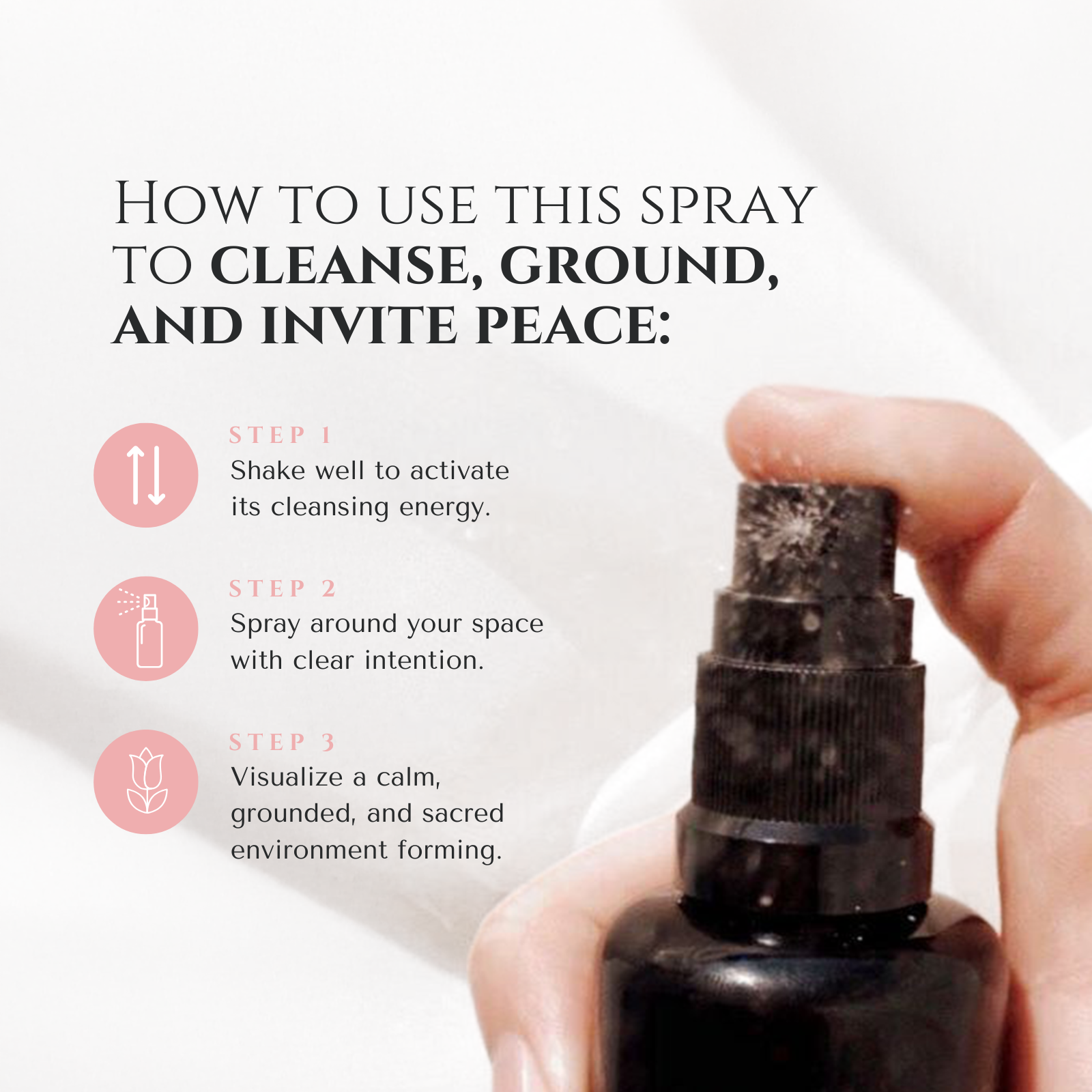 Circe Boutique Sacred Space Smudge Spray 4 oz cleansing and purifying mist in a clear spray bottle with a white label and cap