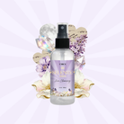 Collage of Circe Boutique Selenite Aura Cleansing Mist 2 oz with white tea and ginger, featuring a spray bottle and selenite crystals.
