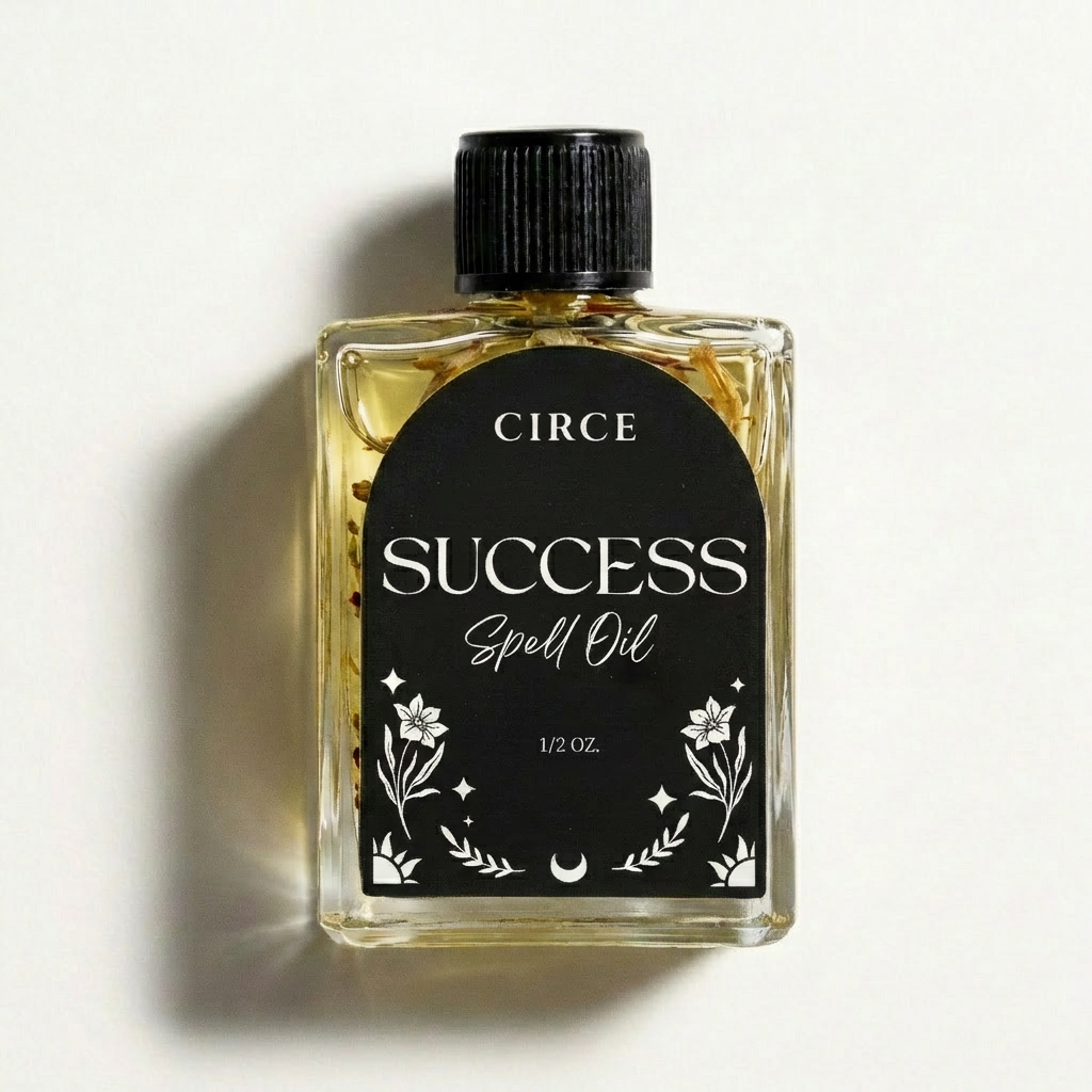 Success Ritual Oil by Circe Boutique with a glass bottle and dropper, designed for achievement and career growth.