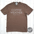 The Graphic Tee coffee weather all year round pigment dyed short sleeve graphic t-shirt displayed on a model.