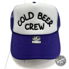 Foam trucker cap featuring "Cold Beer Crew" logo in bold lettering, made by The Graphic Tee, with mesh back and curved brim.