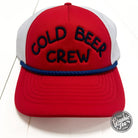 Cold Beer Crew foam trucker hat with mesh back and embroidered logo, stylish cap from The Graphic Tee.