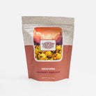 Amaretto flavored popcorn by Colorado Popcorn Company in a 5 oz bag, with caramel-colored popcorn visible in the image.